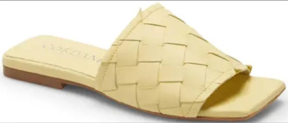 Cordani Iona Sandals Slides Mimosa Yellow Nappa Leather Size 6.5 US NIB Vacation
